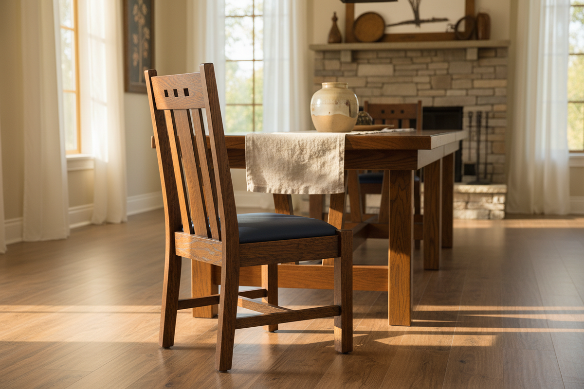Saturn Side Chair at a sunlit oak dining table